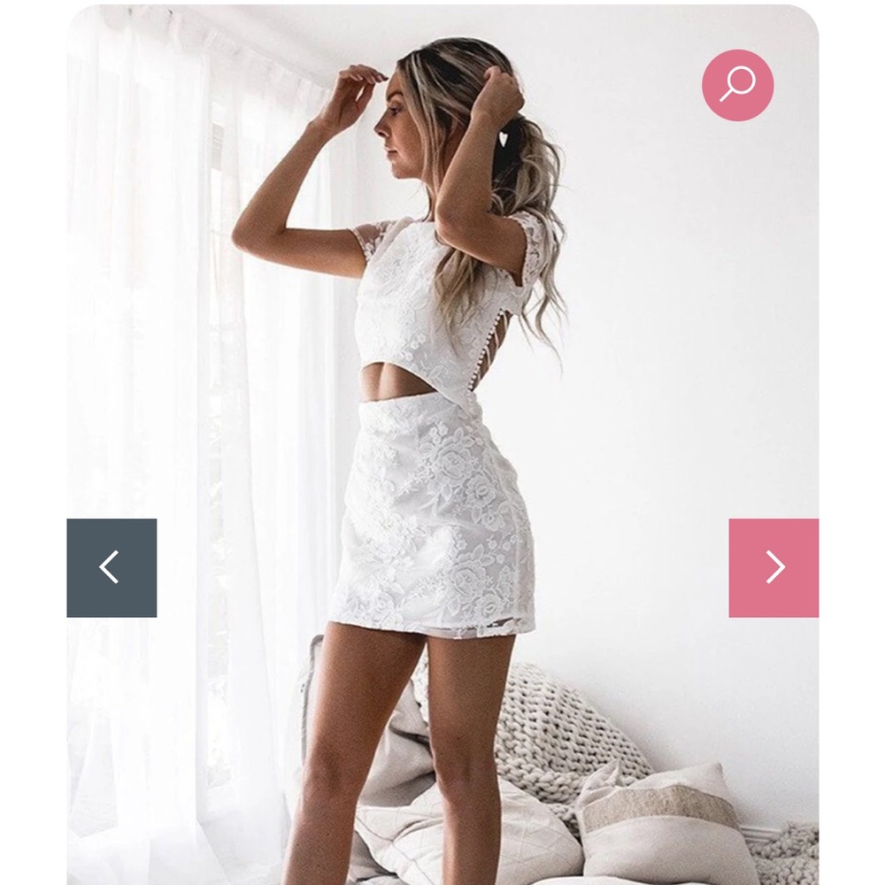 YOINS White Floral Lace Cutout Two-Piece Dress
